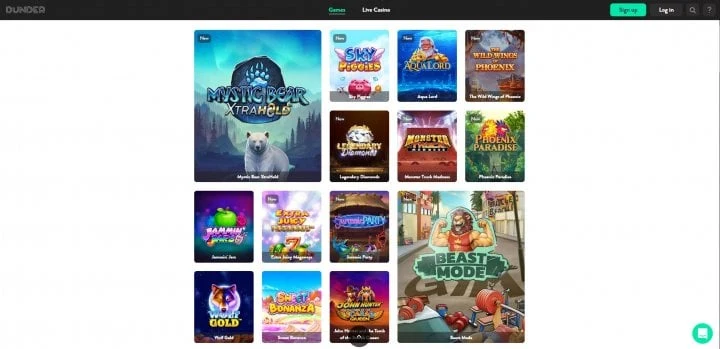 Dunder Casino slots and live games